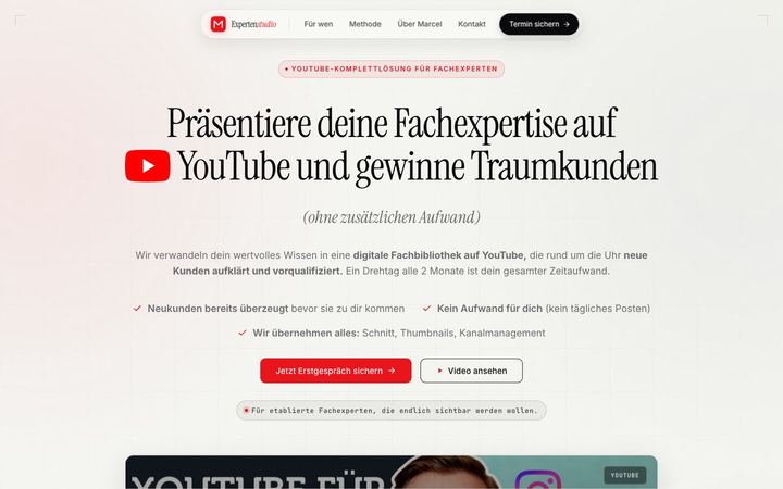 Website von Expertenstudio, erstellt von Blitzwebsite