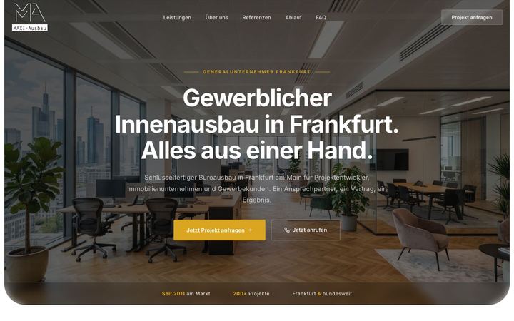 Website von MAXI-Ausbau, erstellt von Blitzwebsite