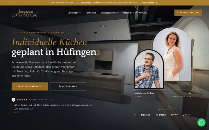 Website von Schwarzwald Wohnen, erstellt von Blitzwebsite